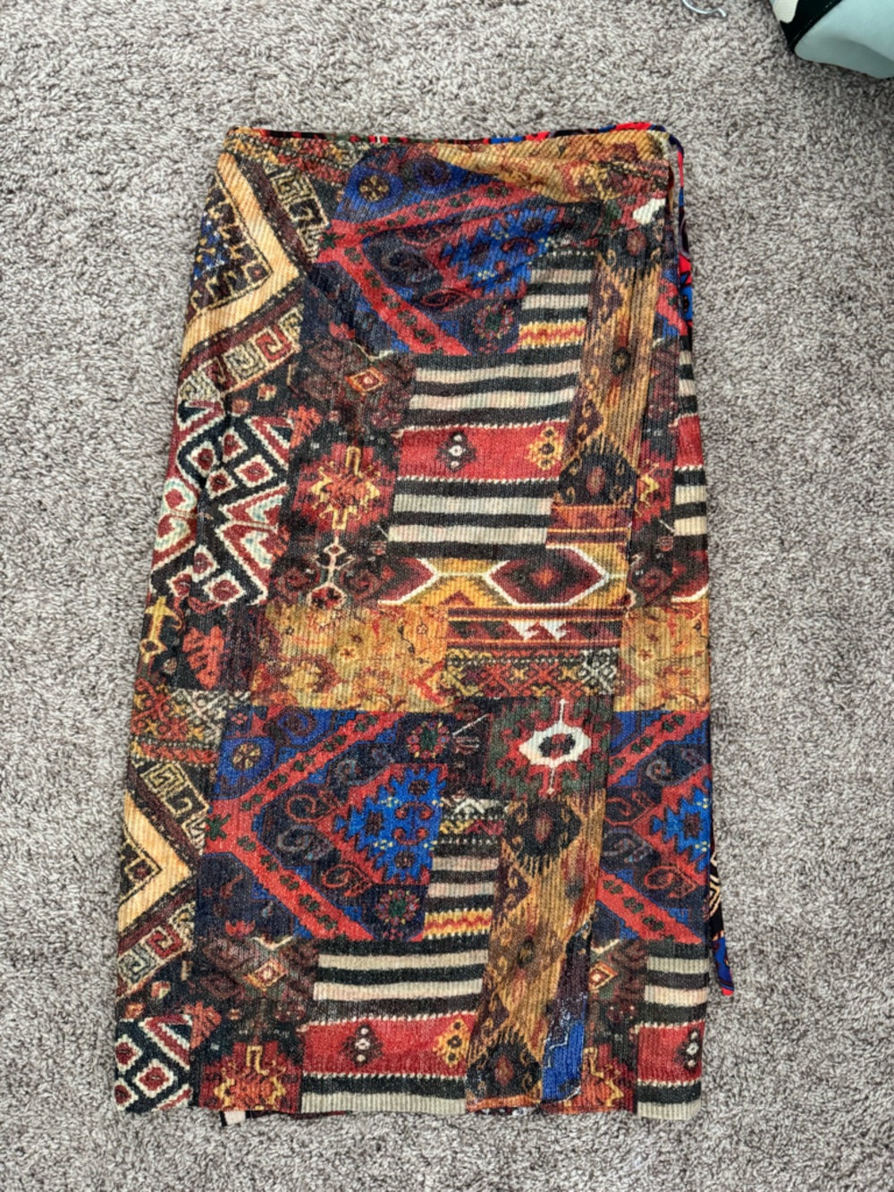 Multicolor Patchwork Midi Skirt - Women's Boho Print